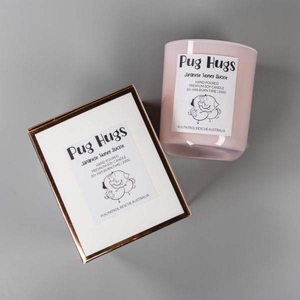 Pug Hugs Candle - 200g Jar - Japanese Honey Suckle | www.pugpatrolrescueaustralia.com.au